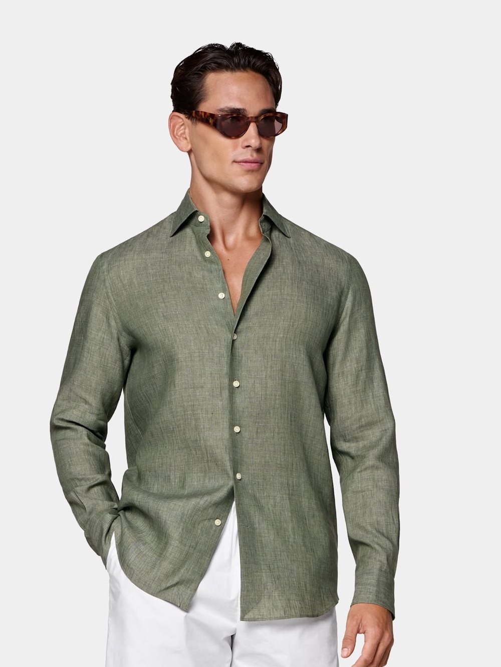 Suitsupply dark Green linen Blouse LIKE NEW!